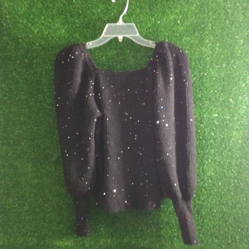 1 state shimmer sweater with the ruffle sleeves - Picture 6 of 6